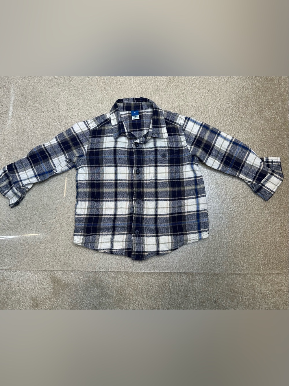 OLD NAVY BLUE PLAID COTTON BUTTON UP SHIRT TOP TODDLER BOY 2T NWOT
